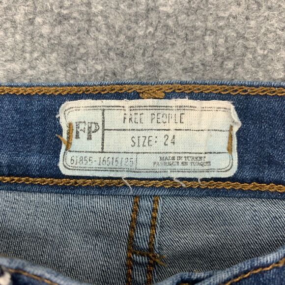 Free People Skinny Jean Womens 24 Destroyed Busted Knee Distressed Denim Zip Fly - Picture 5 of 15